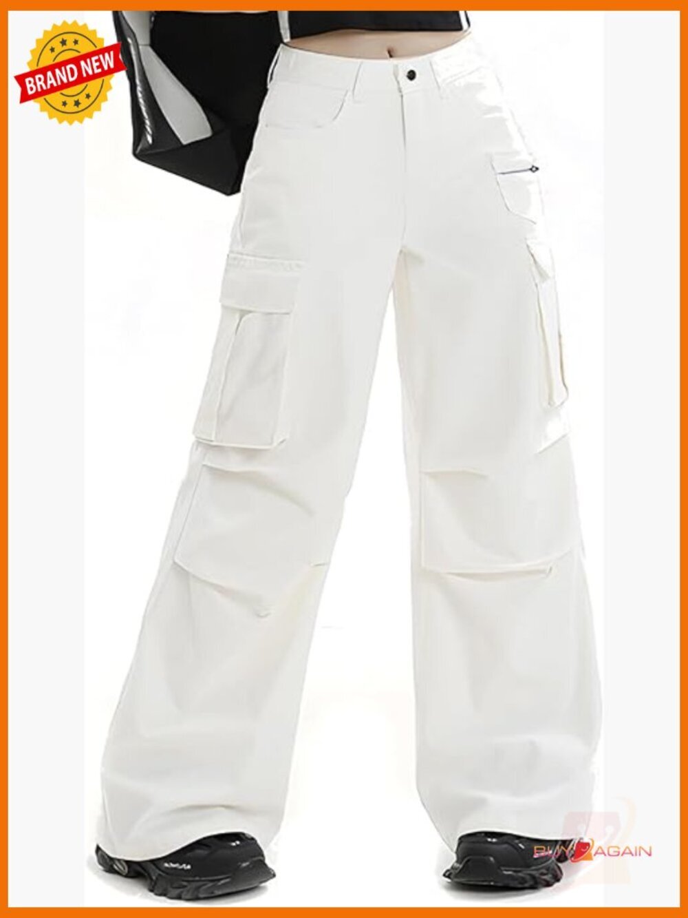Cotton Cargo Pants with Pockets Relaxed Fit Straight Leg Work Pants High Rise